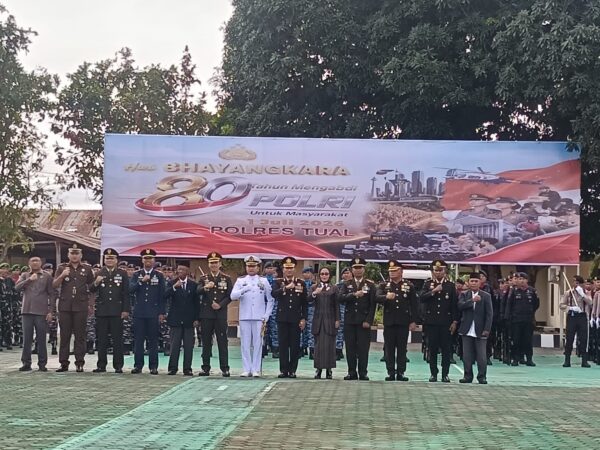 Polres Tual Gelar Upacara Peringatan Hari Bhayangara Ke-80, Tegaskan Pelayanan Humanis Untuk Masyarakat