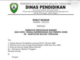 Wajib Dibaca !! Disdikbud Malra Keluarkan Surat Edaran Wajib Masker Kepada Seluruh Satker Pendidikan